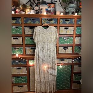 Vintage America Cream Floral Long Sleeve Dress